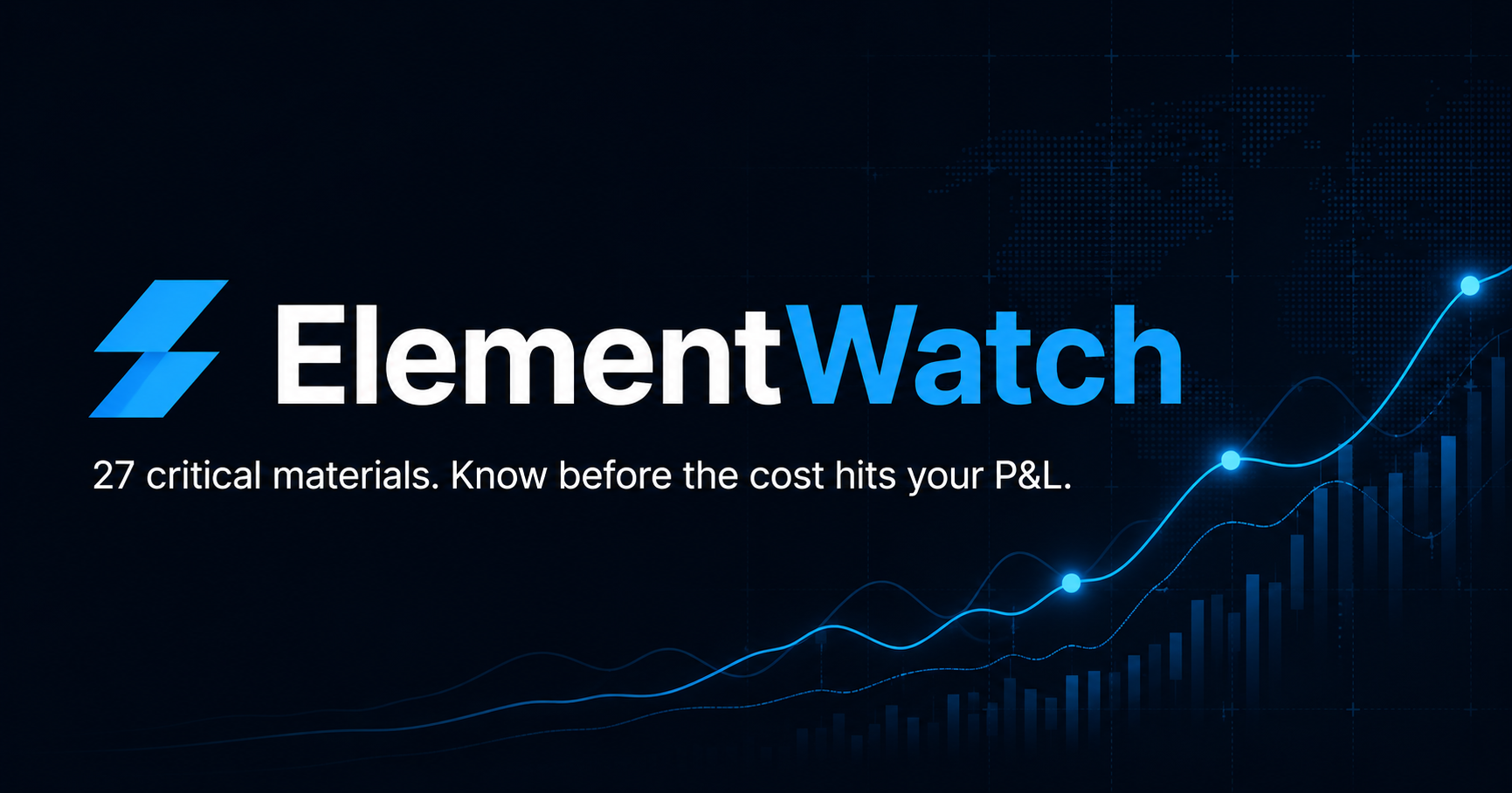 ElementWatch — 27 critical materials tracked. Know before the cost hits your P&L.